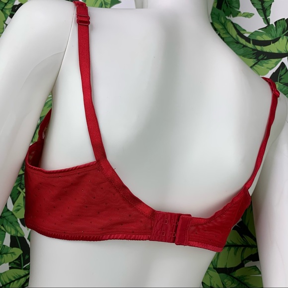 Y2K Victoria's Secret Bra Women's Size 38D Red Glitter Sexy Unlined 2000s - Picture 3 of 8